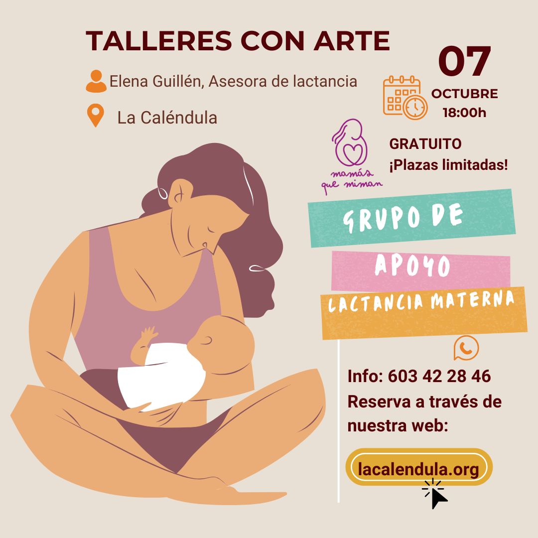 Grupo de apoyo lactancia materna en La Caléndula, encuentro mensual con madres y bebés