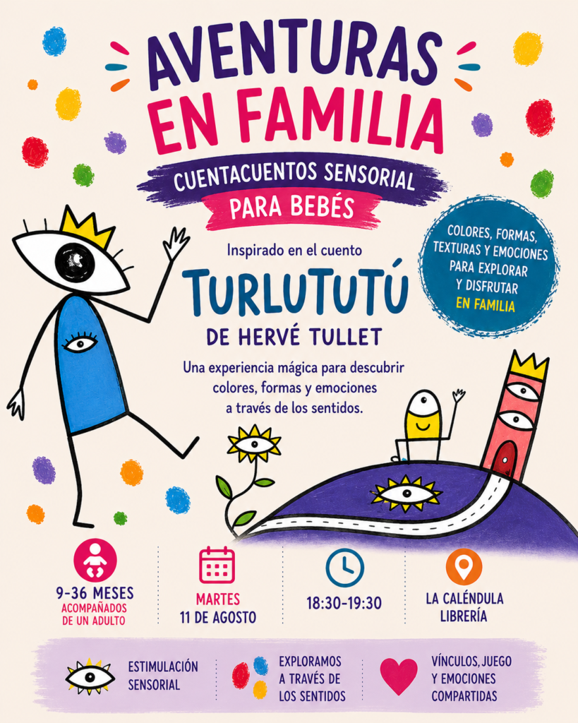 Cuentacuentos sensorial para bebés inspirado en Turlututú de Hervé Tullet en La Caléndula