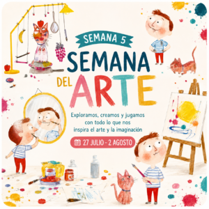 Ilustración de la Semana Arte y Creatividad de Verano Creativo en La Caléndula inspirada en el álbum ilustrado Soy un artista de Marta Altés.